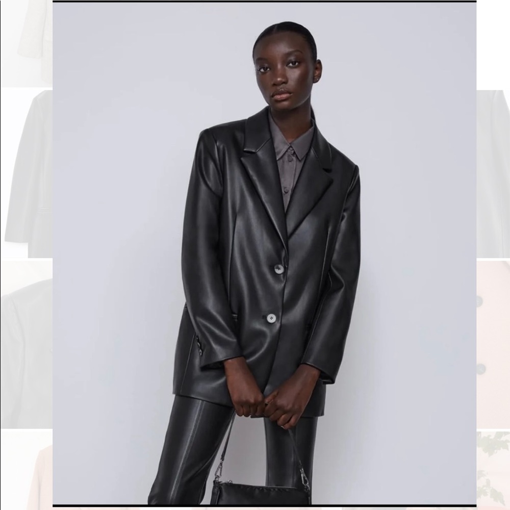 Zara Faux Leather Oversized Blazer Small